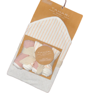 NWT Tahari Baby Cotton Set in Pink Cream For A Girl Gift Hooded Towel